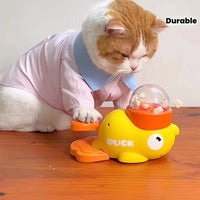 DuckPop — Interactive Cat Feeder Toy | No Battery Needed | Manual Press Treat Dispenser