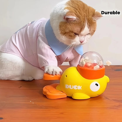 DuckPop — Interactive Cat Feeder Toy | No Battery Needed | Manual Press Treat Dispenser