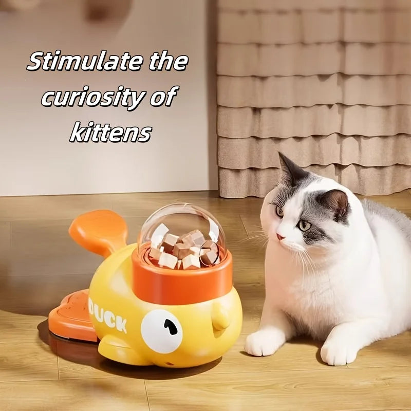 DuckPop — Interactive Cat Feeder Toy | No Battery Needed | Manual Press Treat Dispenser