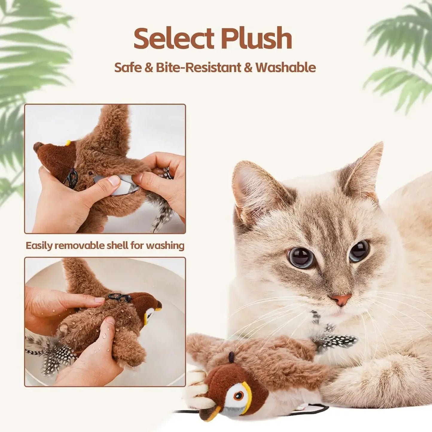 FlutterBird — Rechargeable Flapping & Chirping Bird Cat Toy | Motion Activated | No Batteries Needed