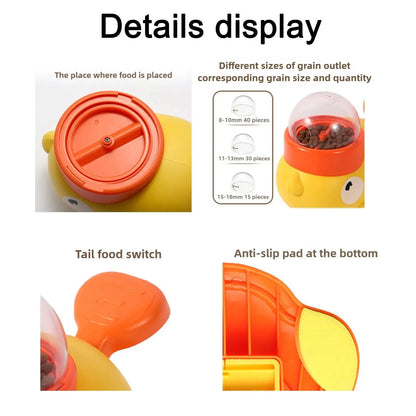 DuckPop — Interactive Cat Feeder Toy | No Battery Needed | Manual Press Treat Dispenser