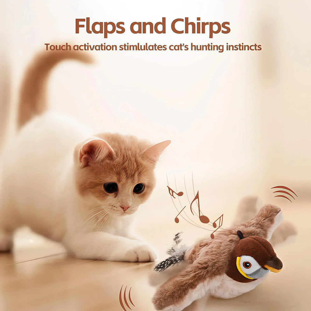 FlutterBird — Rechargeable Flapping & Chirping Bird Cat Toy | Motion Activated | No Batteries Needed